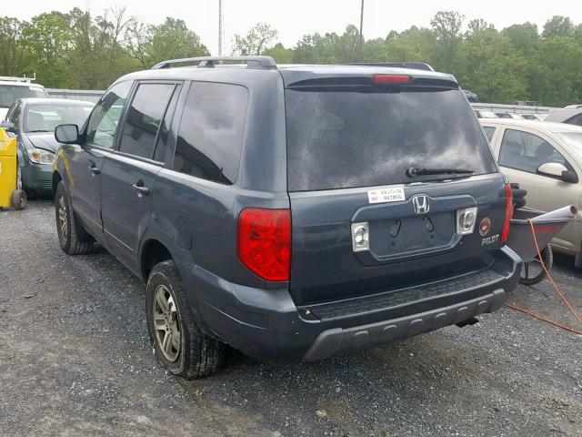 2HKYF18463H602486 - 2003 HONDA PILOT EX BLUE photo 3