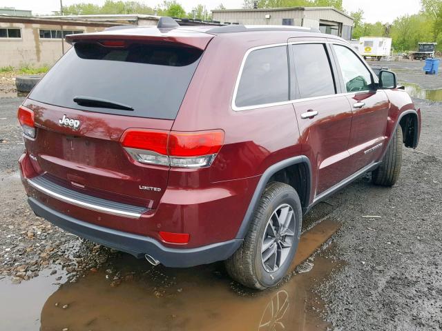 1C4RJFBG3KC711727 - 2019 JEEP GRAND CHER BURGUNDY photo 4