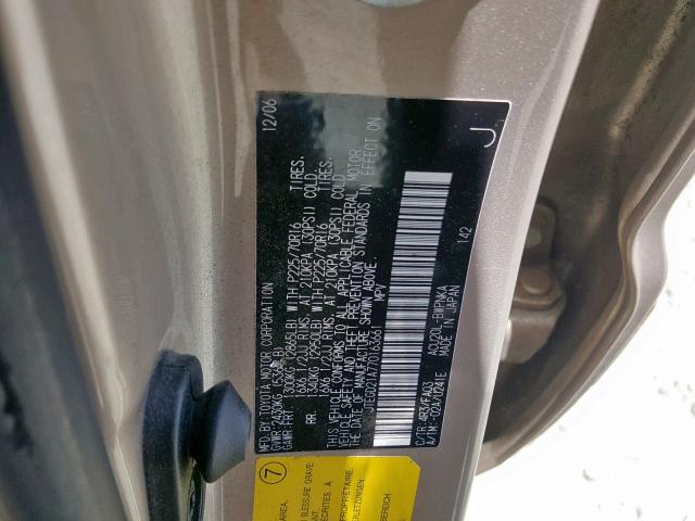 JTEGD21A770163661 - 2007 TOYOTA HIGHLANDER GOLD photo 10