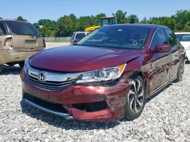 1HGCR2F85GA151806 - 2016 HONDA ACCORD EXL MAROON photo 2