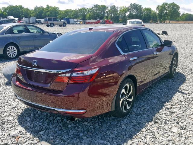 1HGCR2F85GA151806 - 2016 HONDA ACCORD EXL MAROON photo 4