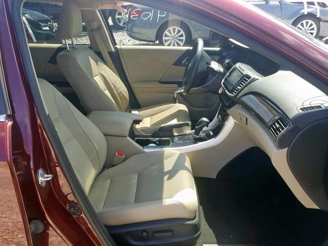 1HGCR2F85GA151806 - 2016 HONDA ACCORD EXL MAROON photo 5