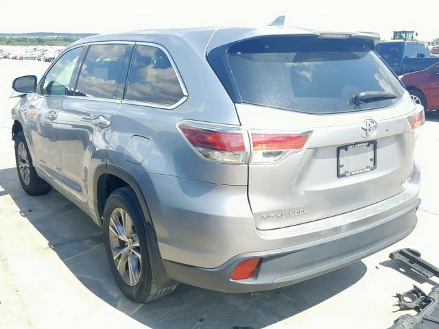 5TDBKRFH0FS137143 - 2015 TOYOTA HIGHLANDER SILVER photo 3