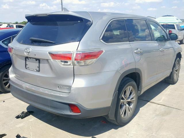 5TDBKRFH0FS137143 - 2015 TOYOTA HIGHLANDER SILVER photo 4