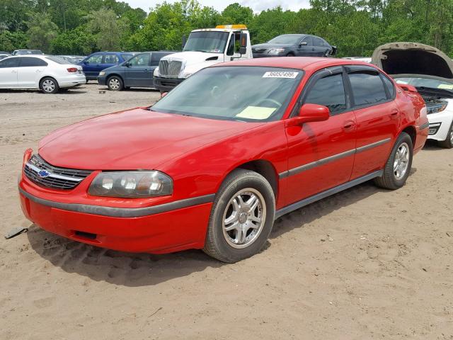 2G1WF52E549314620 - 2004 CHEVROLET IMPALA RED photo 2