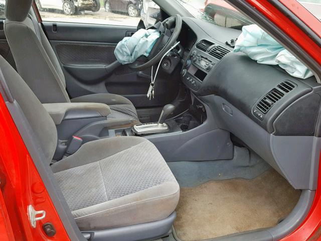 1HGES16305L024782 - 2005 HONDA CIVIC DX V RED photo 5