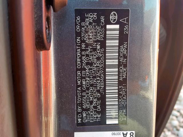 JTNBB46K973026376 - 2007 TOYOTA CAMRY NEW GRAY photo 10