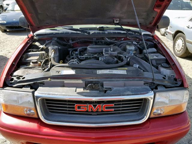 1GKDT13W812177999 - 2001 GMC JIMMY MAROON photo 7