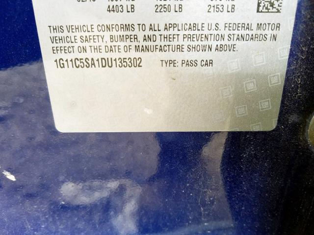 1G11C5SA1DU135302 - 2013 CHEVROLET MALIBU 1LT  照片 10