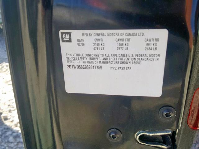 2G1WD58C969317759 - 2006 CHEVROLET IMPALA SUP შავი ფოტო 10