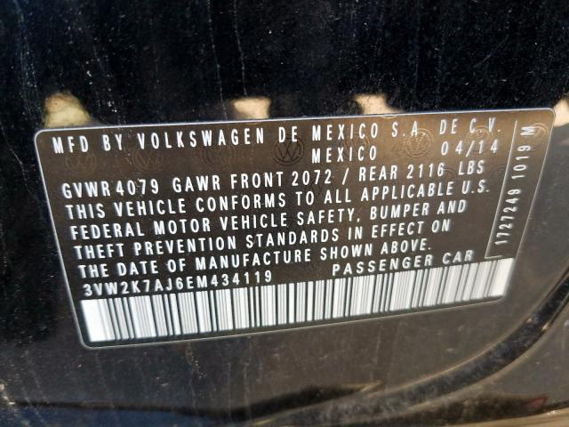 3VW2K7AJ6EM434119 - 2014 VOLKSWAGEN JETTA BASE  照片 10
