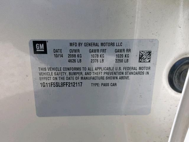 1G11F5SL8FF212117 - 2015 CHEVROLET MALIBU LTZ GOLD photo 10