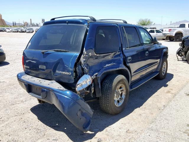 1B4HS58N72F188538 - 2002 DODGE DURANGO SL BLUE photo 4