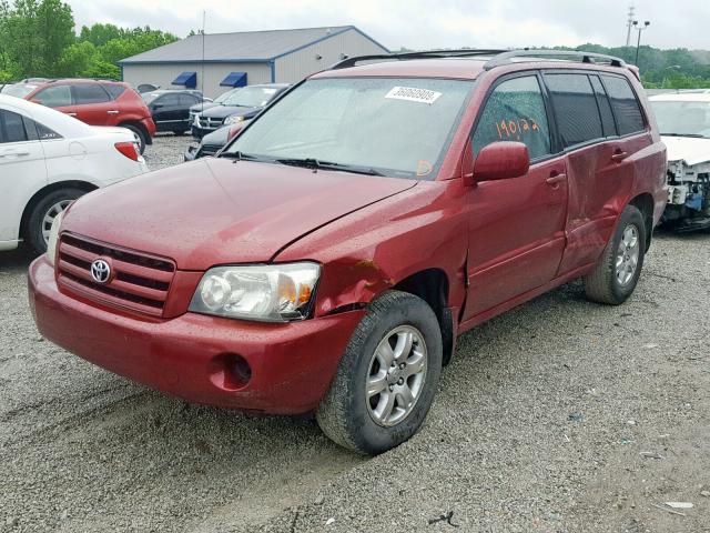 JTEGD21A660151712 - 2006 TOYOTA HIGHLANDER BURGUNDY photo 2