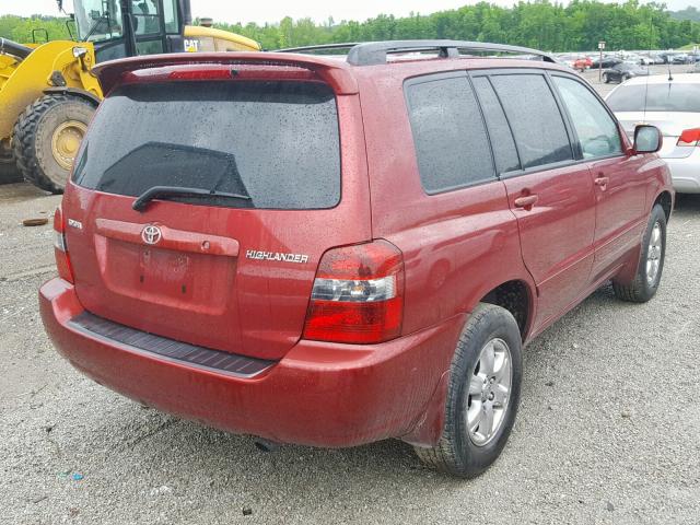 JTEGD21A660151712 - 2006 TOYOTA HIGHLANDER BURGUNDY photo 4