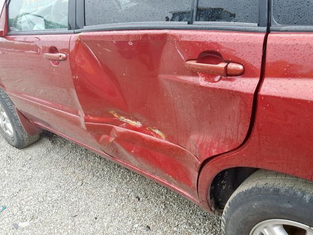 JTEGD21A660151712 - 2006 TOYOTA HIGHLANDER BURGUNDY photo 9