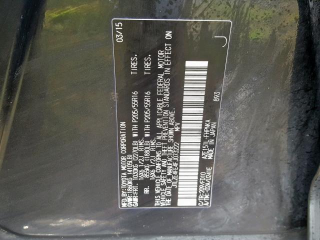 JTLZE4FE4FJ073222 - 2015 TOYOTA SCION XB 黑色 照片 10