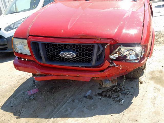 1FTYR10U84PA29003 - 2004 FORD RANGER RED photo 9