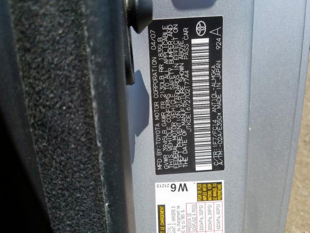 JTKDE167270217744 - 2007 TOYOTA SCION TC  ფოტო 10