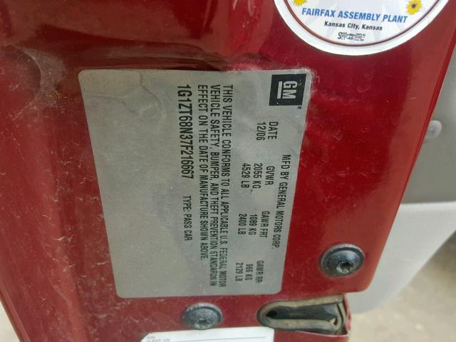 1G1ZT68N37F216667 - 2007 CHEVROLET MALIBU MAX MAROON photo 10