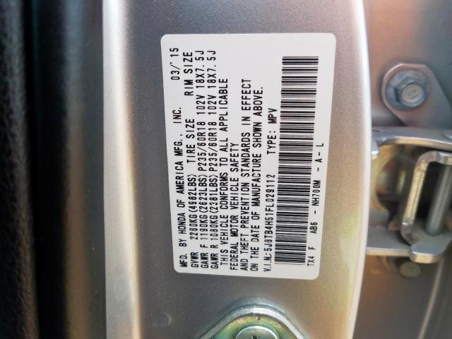 5J8TB4H51FL029112 - 2015 ACURA RDX TECHNOLOGY  photo 10