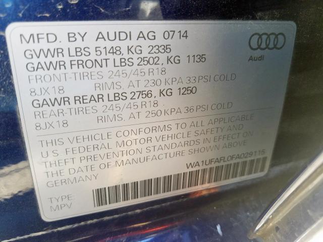 WA1UFAFL0FA029115 - 2015 AUDI A4 ALLROAD PREMIUM PLUS  photo 10