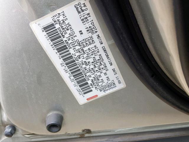 JTJGF10U510094235 - 2001 LEXUS RX 300 SILVER photo 10