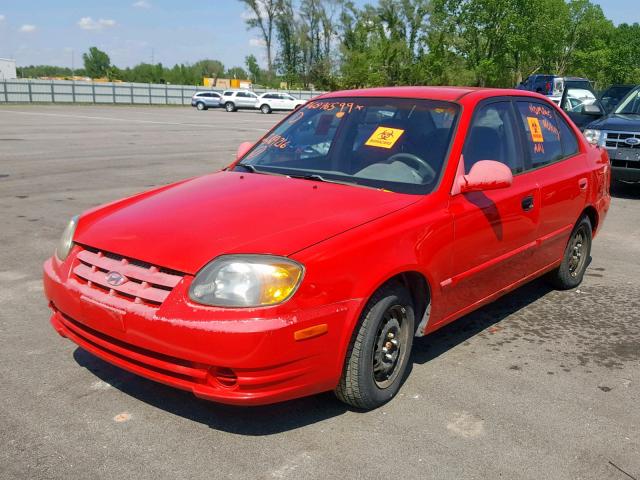 KMHCG45C94U569216 - 2004 HYUNDAI ACCENT GL RED photo 2