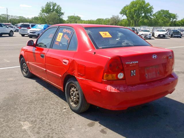 KMHCG45C94U569216 - 2004 HYUNDAI ACCENT GL RED photo 3