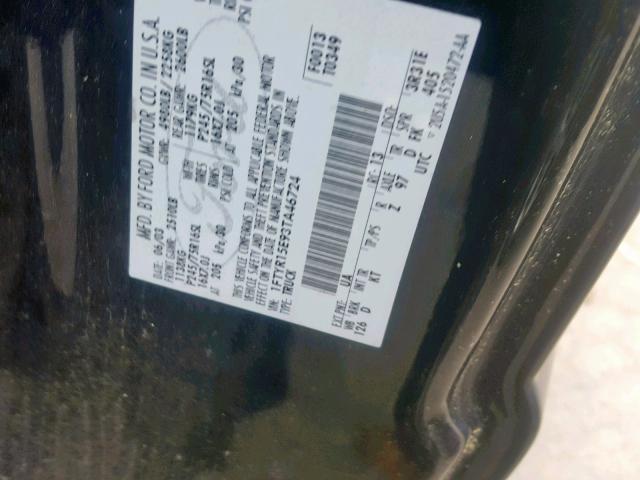 1FTYR15E93TA46724 - 2003 FORD RANGER SUP BLACK photo 10