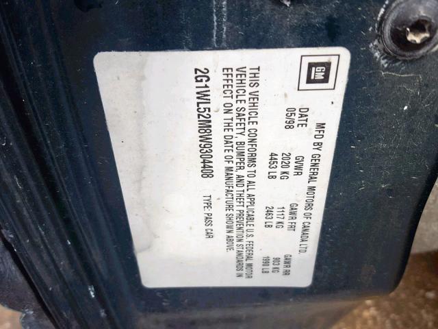 2G1WL52M8W9304408 - 1998 CHEVROLET LUMINA BAS Yaşıl foto 10