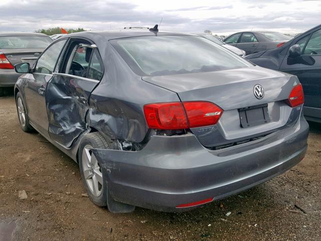 3VWLL7AJ7DM388834 - 2013 VOLKSWAGEN JETTA TDI GRAY photo 3