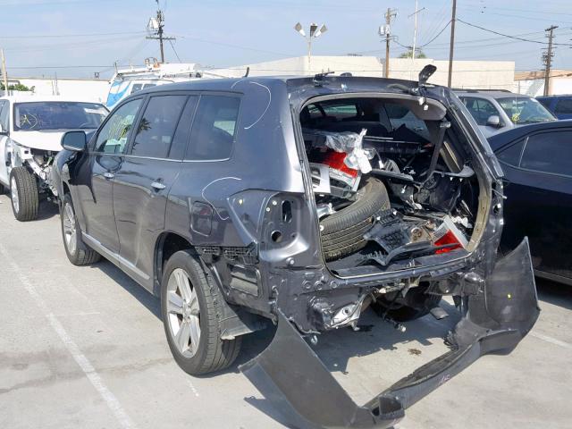 5TDYK3EHXDS124468 - 2013 TOYOTA HIGHLANDER GRAY photo 3