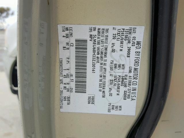 5LMEU68H33ZJ30161 - 2003 LINCOLN AVIATOR Krem foto 10