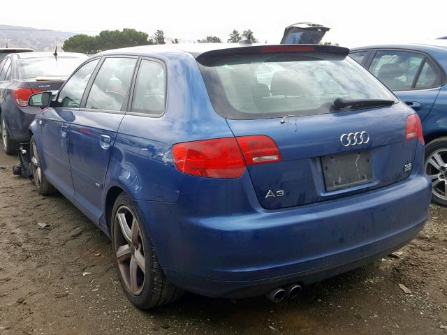 WAUKD78P67A216587 - 2007 AUDI A3 S-LINE BLUE photo 3