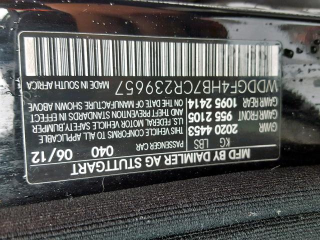 WDDGF4HB7CR239657 - 2012 MERCEDES-BENZ C 250 BLACK photo 10