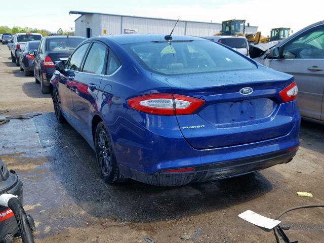 3FA6P0G76GR163809 - 2016 FORD FUSION S BLUE photo 3