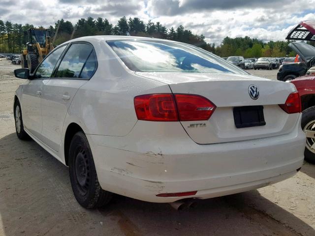 3VW1K7AJ1DM308227 - 2013 VOLKSWAGEN JETTA BASE WHITE photo 3