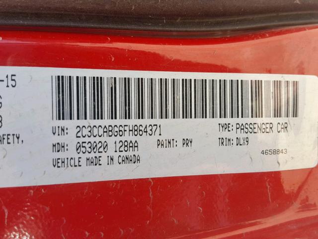 2C3CCABG6FH864371 - 2015 CHRYSLER 300 S RED photo 10