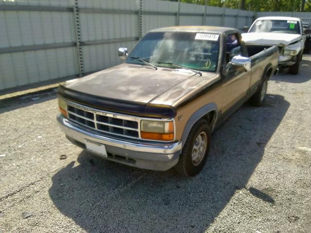 1B7GL26X1MS212910 - 1991 DODGE DAKOTA BROWN photo 2