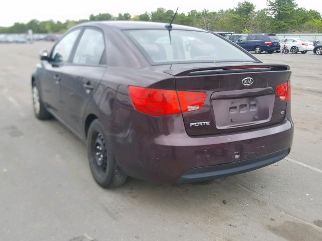 KNAFU4A21A5192570 - 2010 KIA FORTE EX BURGUNDY photo 3