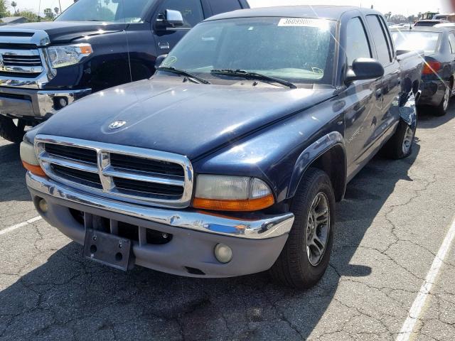 1B7HL48N52S656266 - 2002 DODGE DAKOTA QUA BLUE photo 2