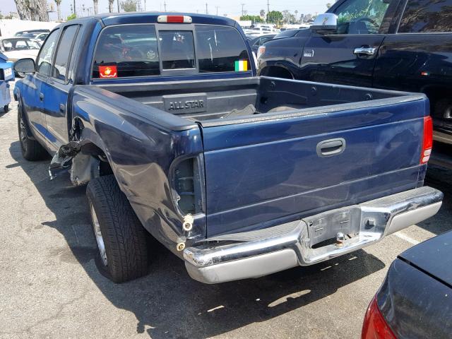 1B7HL48N52S656266 - 2002 DODGE DAKOTA QUA BLUE photo 3