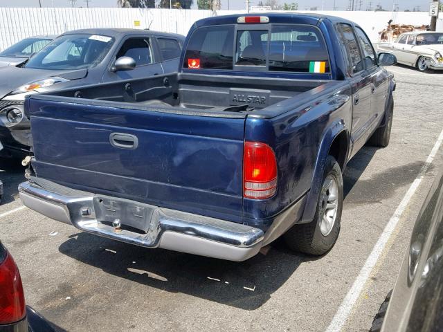 1B7HL48N52S656266 - 2002 DODGE DAKOTA QUA BLUE photo 4