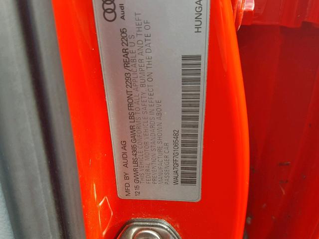 WAUA7GFF7G1065482 - 2016 AUDI A3 PREMIUM RED photo 10