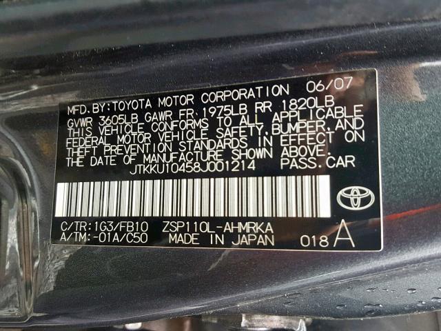 JTKKU10458J001214 - 2008 SCION XD GRAY photo 10