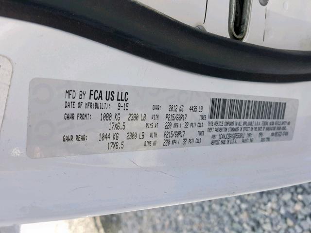 1C4NJCBAXGD553011 - 2016 JEEP COMPASS SP 白色 照片 10