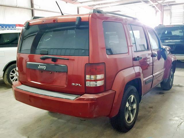 1J8GP28K28W255911 - 2008 JEEP LIBERTY SP RED photo 4