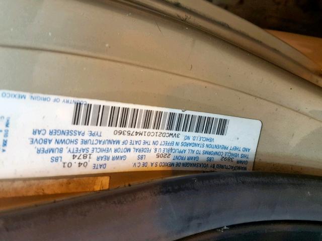 3VWCD21C01M475360 - 2001 VOLKSWAGEN NEW BEETLE Qızıl foto 10