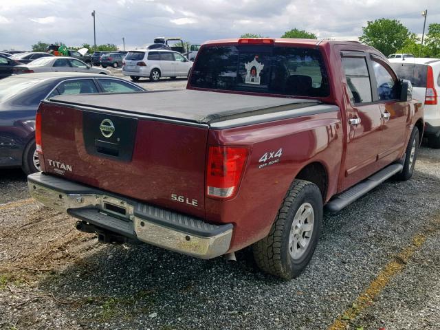 1N6AA07B54N586550 - 2004 NISSAN TITAN RED photo 4